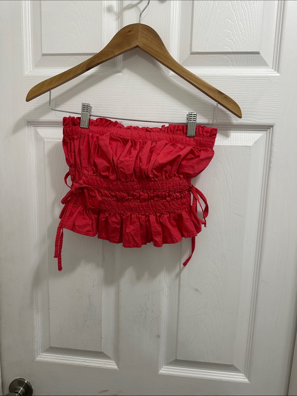 Free People Kids Ruffled Red Drawstring Waist Skirt